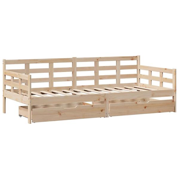 vidaXL Sofá cama con cajones madera maciza de pino 90x190 cm