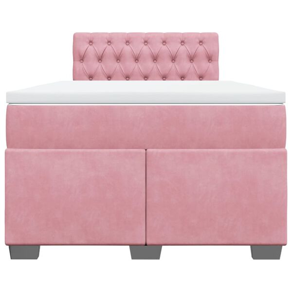 vidaXL Cama box spring con colch&oacute;n terciopelo rosa 120x200 cm