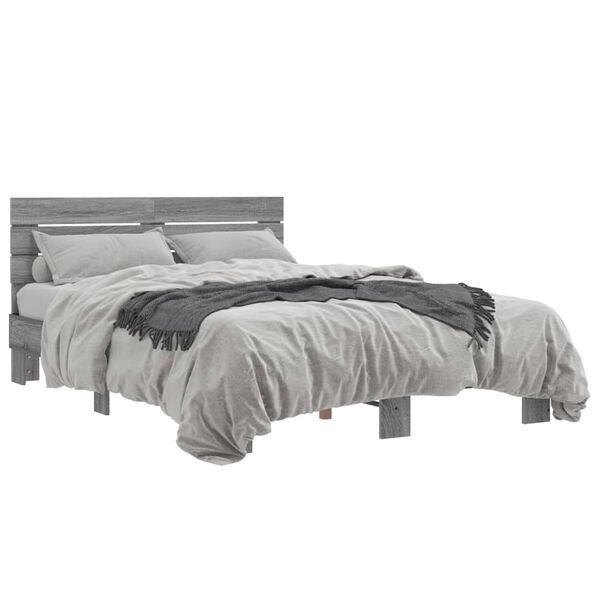 vidaXL Estructura cama madera ingenier&iacute;a metal gris Sonoma 135x190 cm