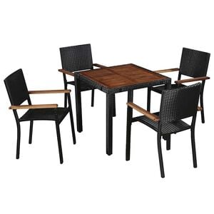 vidaXL Set comedor jard&iacute;n 9 pzas rat&aacute;n sint&eacute;tico y madera acacia negro