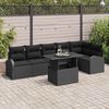 vidaXL Conjunto de sof&aacute; de jard&iacute;n con coj&iacute;n 7 pcs Negro Polirat&aacute;n