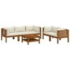 vidaXL Muebles de jard&iacute;n 6 pzas cojines crema madera maciza de acacia