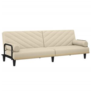 vidaXL Sof&aacute; cama con reposabrazos tela color crema