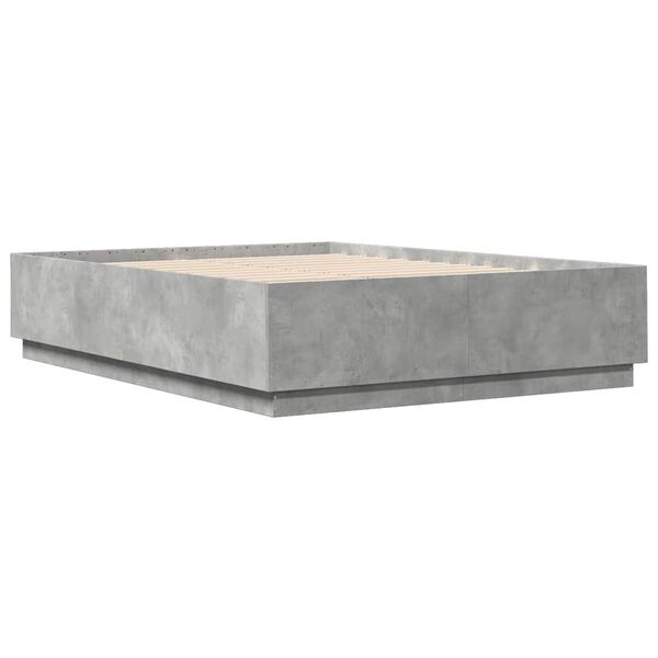 vidaXL Estructura de cama madera de ingeniería gris hormigón 150x200cm