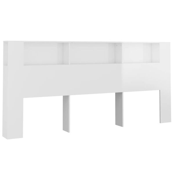 vidaXL Mueble cabecero blanco brillante 220x18,5x104,5 cm