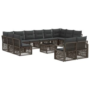 vidaXL Conjunto de sof&aacute;s de jard&iacute;n 13 uds. Gris rat&aacute;n sint&eacute;tico