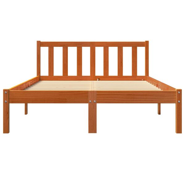 vidaXL Estructura de cama sin colch&oacute;n madera maciza marr&oacute;n 120x190 cm