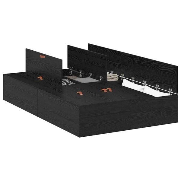 vidaXL Cama con almacenamiento Roble Negro 120 x 200 cm