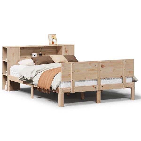vidaXL Cama con estanter&iacute;a sin colch&oacute;n madera maciza de pino 140x200cm