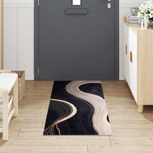 vidaXL Alfombra de cocina Negro 180 x 60 cm Terciopelo
