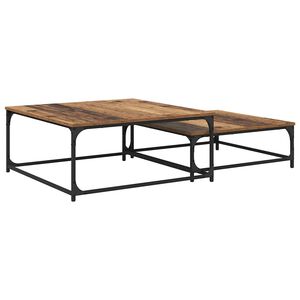 vidaXL Mesa de Caf&eacute; 2 pcs Madera envejecida Madera de ingenier&iacute;a