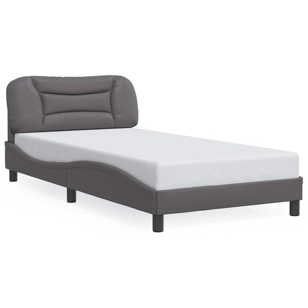 vidaXL Estructura de cama sin colch&oacute;n Hvar cuero sint&eacute;tico gris 100x200 cm
