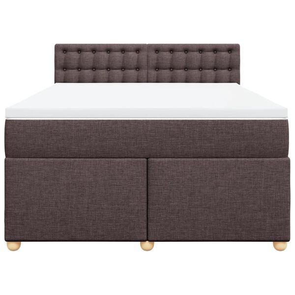 vidaXL Cama box spring con colch&oacute;n tela marr&oacute;n oscuro 160x200 cm