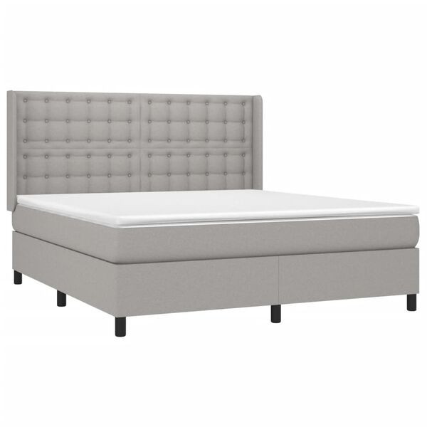 vidaXL Cama box spring con colch&oacute;n tela gris claro 180x200 cm