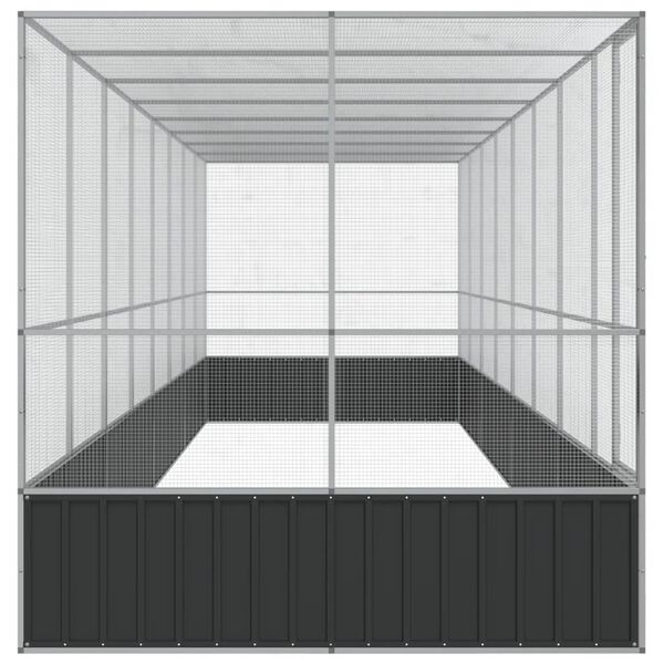 vidaXL Pajarera con extensión de acero color plateado 832x207x212 cm