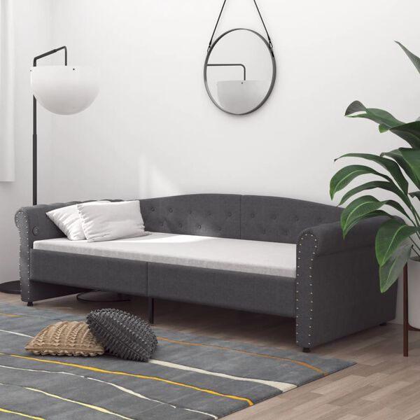 vidaXL Sof&aacute; cama USB de tela gris oscuro 90x200 cm
