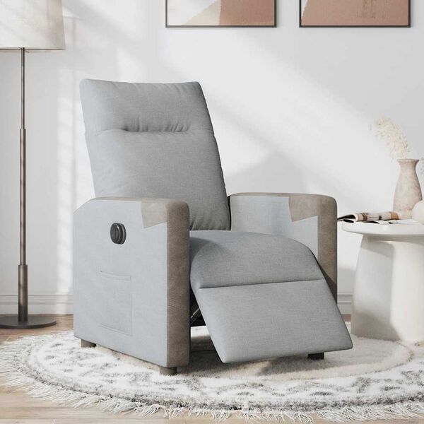 vidaXL Sillón reclinable eléctrico tela gris claro
