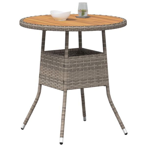 vidaXL mesa de cena con almacenamiento Gris y Acacia 70 x 70 x 73 cm