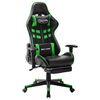 vidaXL Silla de gaming con reposapi&eacute;s cuero sint&eacute;tico negro y verde