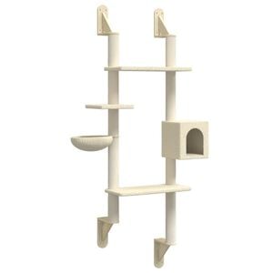 vidaXL &Aacute;rbol rascador para gatos de pared crema 180 cm