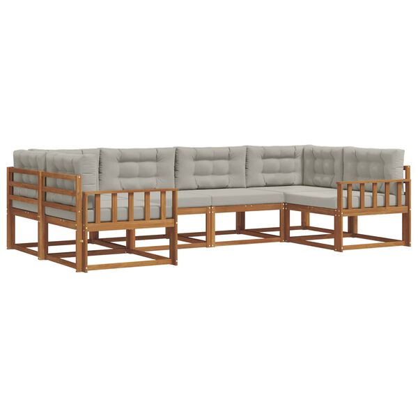 vidaXL Conjunto de sof&aacute;s de exterior 6 pcs Gris Natural y Claro