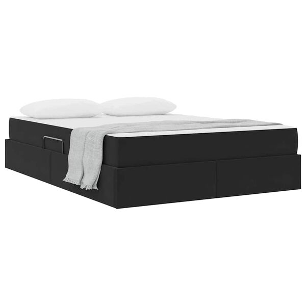 vidaXL Cama con almacenamiento y colch&oacute;n Negro 140 x 190 cm Terciopelo