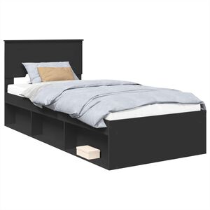vidaXL Estructura de cama Negro 90 x 200 cm Madera de ingenier&iacute;a