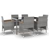 vidaXL Set de comedor de jard&iacute;n 7 pzas rat&aacute;n sint&eacute;tico vidrio gris