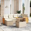 vidaXL Set sof&aacute;s de jard&iacute;n 7 piezas y cojines rat&aacute;n sint&eacute;tico beige
