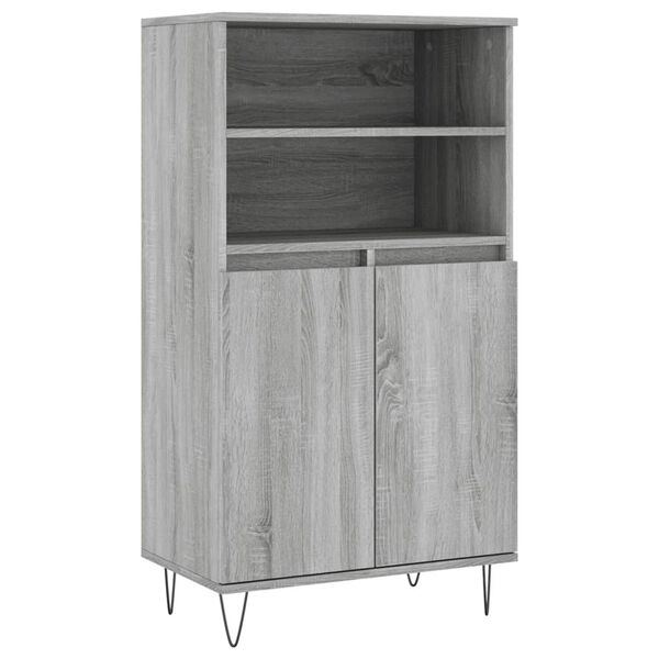 vidaXL Aparador alto de madera contrachapada gris Sonoma 60x36x110 cm