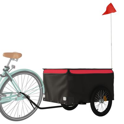 vidaXL Remolque para bicicleta hierro negro y rojo 45 kg
