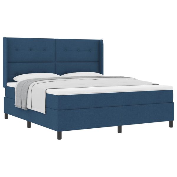 vidaXL Cama tipo Box Spring con colch&oacute;n Azul 180 x 200 cm tela