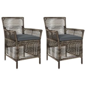 vidaXL Silla de exterior 2 uds. Gris y Gris Oscuro rat&aacute;n sint&eacute;tico