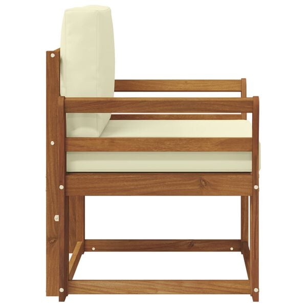 vidaXL Sof&aacute; de exterior Madera de Acacia S&oacute;lida y Poli&eacute;ster Natural