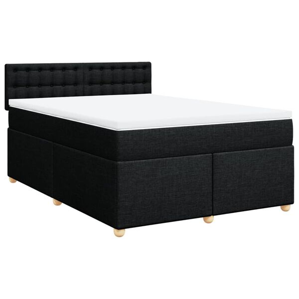 vidaXL Cama box spring con colch&oacute;n tela negro 160x200 cm