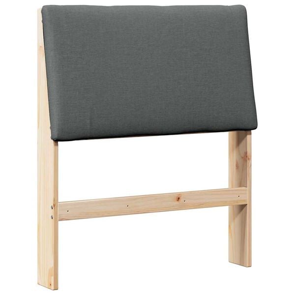 vidaXL Cabecero tapizado Gris oscuro 75 cm Madera de pino macizo
