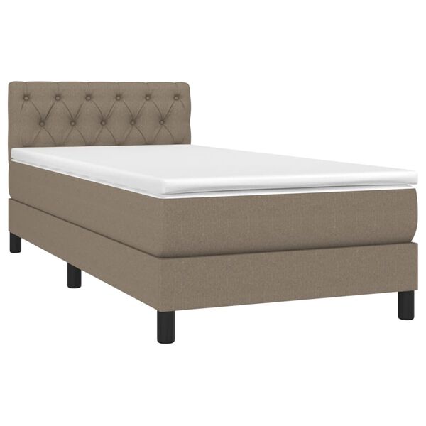 vidaXL Cama box spring colch&oacute;n y luces LED gris taupe 80x200 cm