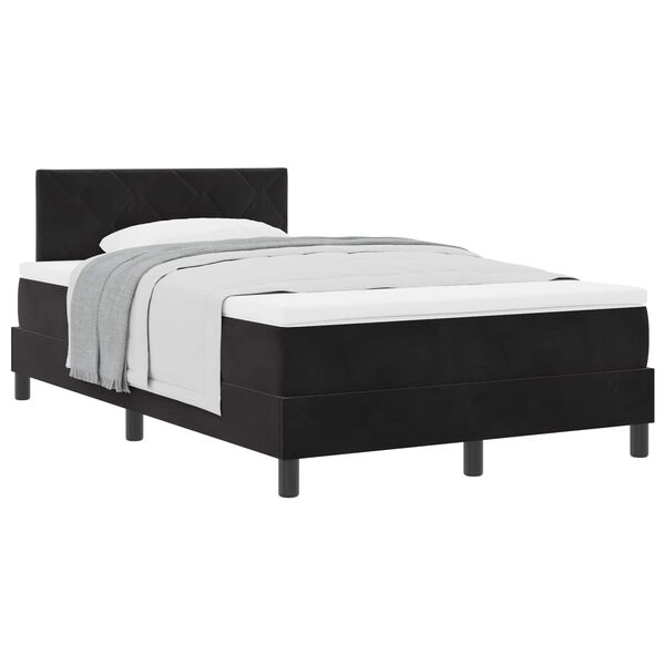 vidaXL Cama tipo Box Spring con colch&oacute;n Negro 120 x 190 cm Terciopelo
