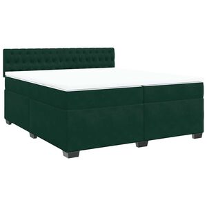 vidaXL Cama box spring con colch&oacute;n terciopelo verde oscuro 200x200 cm