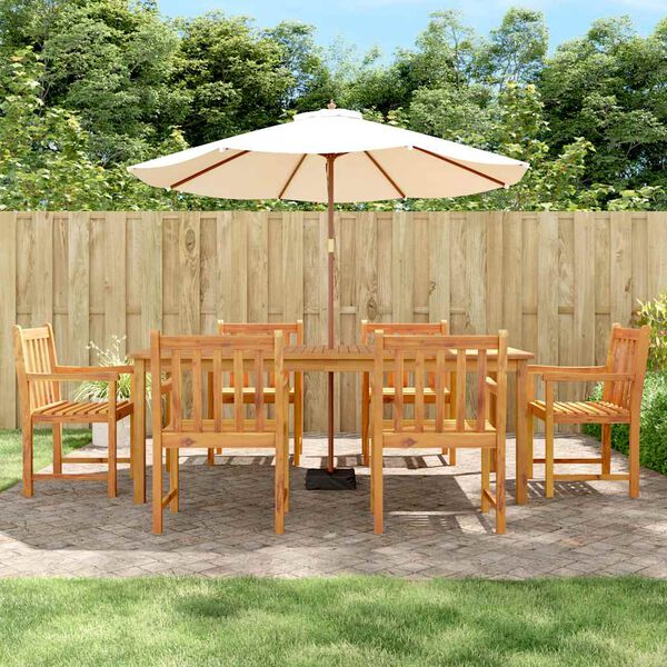 vidaXL Juego de comedor para jard&iacute;n 7 piezas madera maciza acacia