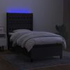 vidaXL Cama box spring colch&oacute;n y luces LED tela negro 100x200 cm