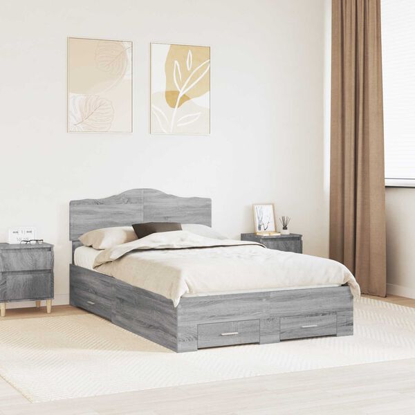 vidaXL Estructura de cama con cabecera Gris Sonoma 120 x 190 cm