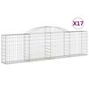 vidaXL Cestas de gaviones 17 uds forma de arco hierro 300x30x80/100 cm