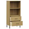 vidaXL Librer&iacute;a con 2 cajones OSLO madera maciza marr&oacute;n 60x35x128,5 cm
