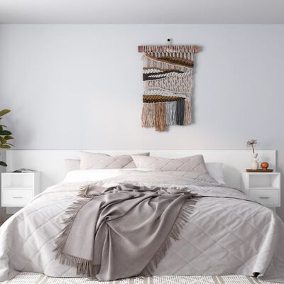 vidaXL Cabecero de cama con mesitas madera contrachapada blanco