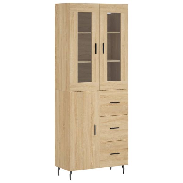 vidaXL Aparador alto madera contrachapada color roble 69,5x34x180 cm