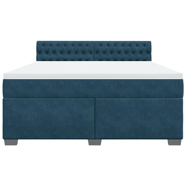 vidaXL Cama box spring con colch&oacute;n terciopelo azul 180x200 cm