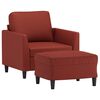 vidaXL Sill&oacute;n con taburete cuero sint&eacute;tico rojo tinto 60 cm