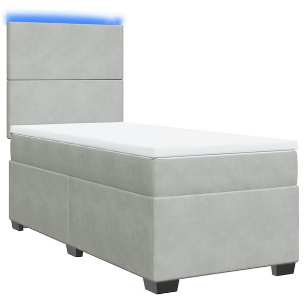 vidaXL Cama box spring con colch&oacute;n terciopelo gris claro 90x190 cm