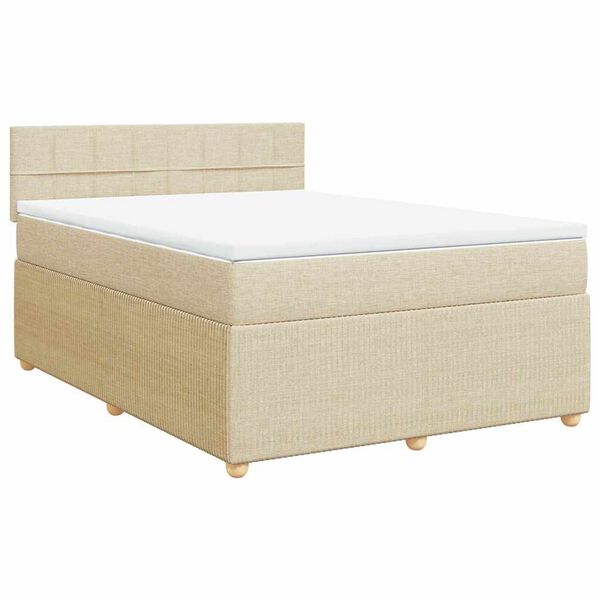 vidaXL Cama box spring con colch&oacute;n tela color crema 140x190 cm